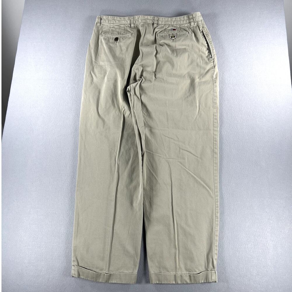Vintage 90s Tommy Hilfiger Double Pleated Beige Pants Mens Size 40x32 (40x31) - Picture 9 of 13
